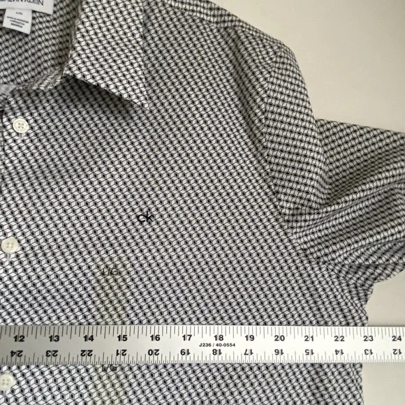 Calvin Klein Men's Dress Shirt L Button Up Geometric Long Sleeve Office Preppy - Picture 3 of 8